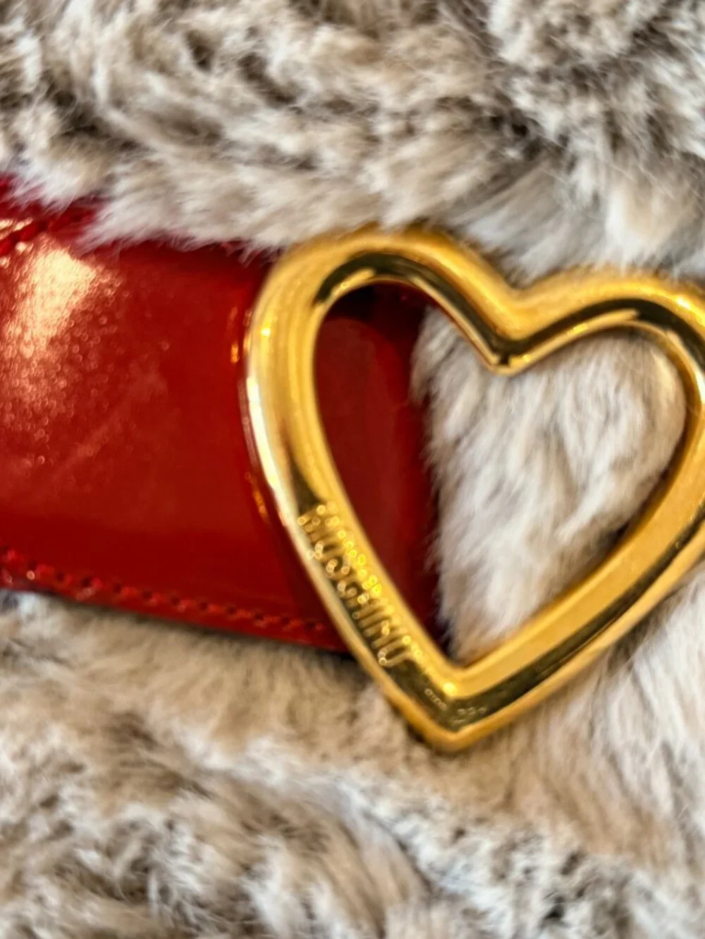 Moschino Cherry Red Heart Belt S
